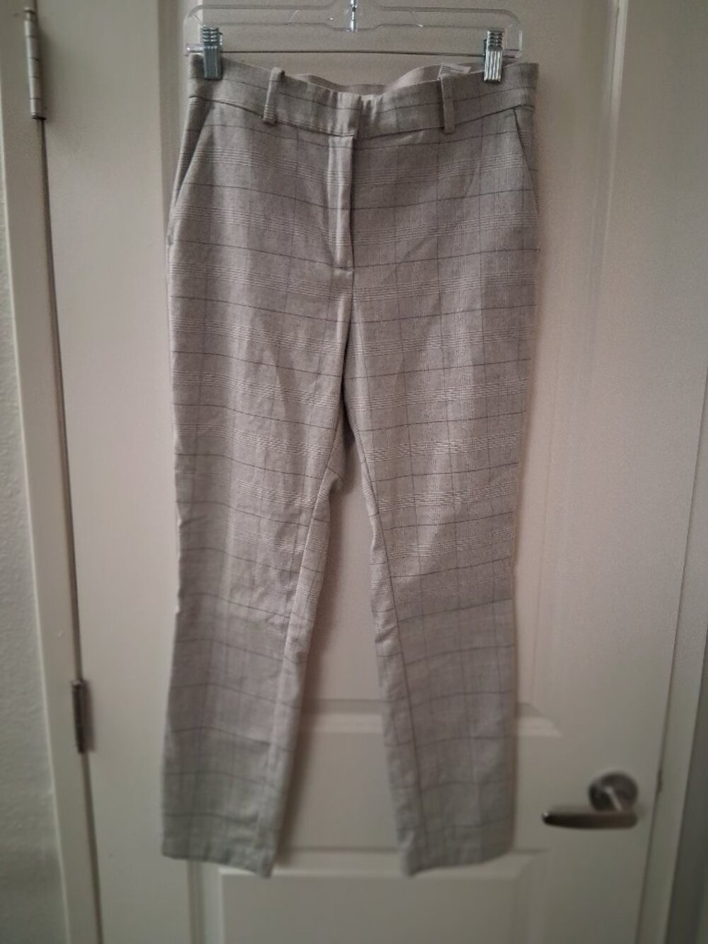 H&M Women's Gray Windowpane Plaid Ankle Length Pants SZ 8